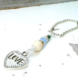 Beaded Heart Keychain Bag Charm, Beaded Accessories, 4"